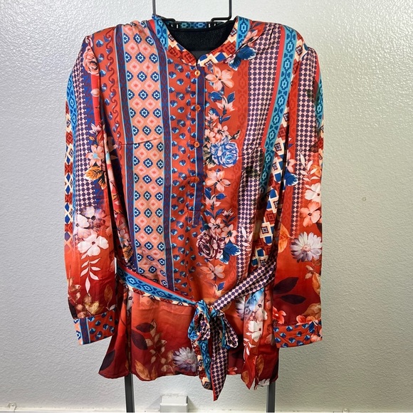 Tolani Collection Women’s Long-Sleeve Tunic with Tie Front Size XS - Picture 2 of 7